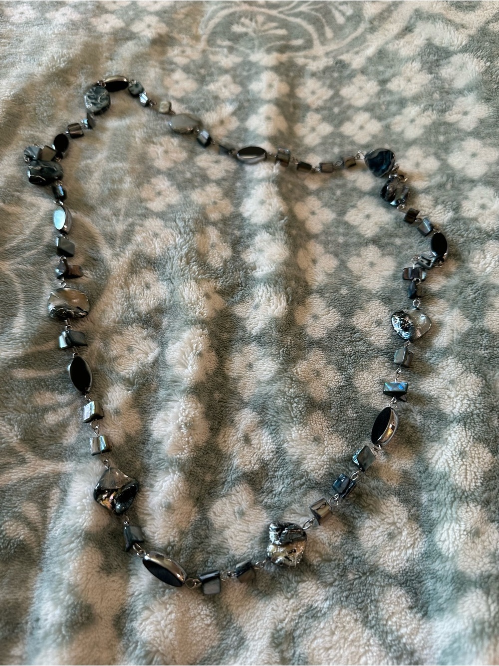 Elegant Hematite Glass Bead Necklace - Sleek Gray Shine
